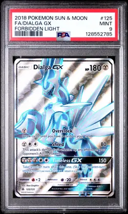 2018 POKEMON SUN & MOON FORBIDDEN LIGHT #125 FULL ART/DIALGA GX PSA 9 - Image 1
