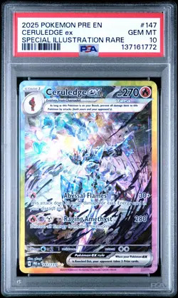 2025 POKEMON PRISMATIC EVOLUTIONS SPECIAL ILLUSTRATION RARE CERULEDGE EX PSA 10 - Image 1