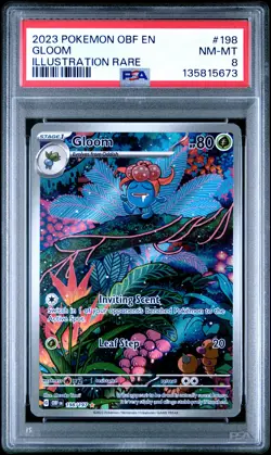 2023 POKEMON OBF EN-OBSIDIAN FLAMES ILLUSTRATION RARE #198 GLOOM PSA 8 - Image 1