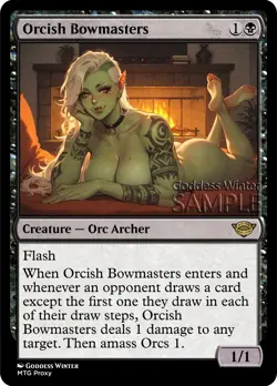 MTG - Orcish Bowmasters - Fanart Borderless Style - EDH / Playtest - Image 1