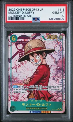 2025 ONE PIECE JPN OP13-CARRYING ON HIS WILL ALT ART #118 MONKEY D. LUFFY PSA 10 - Image 1