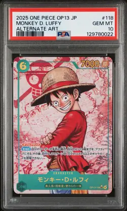 2025 ONE PIECE JPN OP13-CARRYING ON HIS WILL ALT ART #118 MONKEY D. LUFFY PSA 10 - Image 1