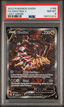 PSA 8 2022 POKEMON SWORD & SHIELD LOST ORIGIN #186 FULL ART/GIRATINA V - Image 1