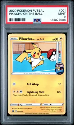2020 POKEMON FUTSAL #001 PIKACHU ON THE BALL PSA 9 - Image 1