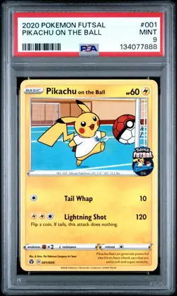 2020 POKEMON FUTSAL #001 PIKACHU ON THE BALL PSA 9 - Image 1