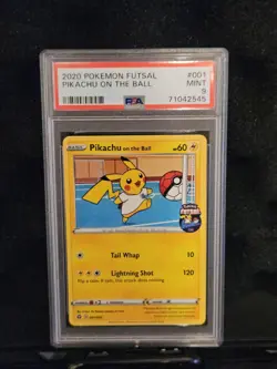 Pikachu on the ball 001 2020 Pokemon Futsal PSA 9 - Image 1