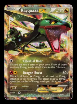 Pokemon Card Rayquaza EX 85/124 Dragons Exalted Black & White BW Holo MP 2012 - Image 1