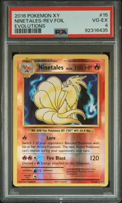 2016 POKEMON XY EVOLUTIONS #15 NINETALES-REVERSE FOIL PSA 4 - Image 1