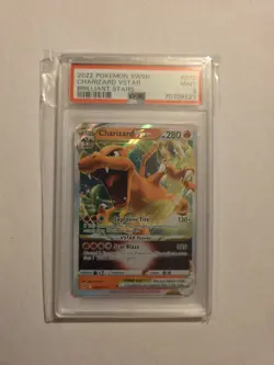 2022 Pokemon PSA 9 Charizard Vstar Brilliant Stars SWSH #018 - Image 1