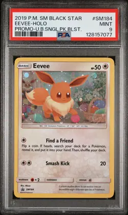 2019 POKEMON SM BLACK STAR PROMO #SM184 EEVEE-HOLO PSA 9 - Image 1