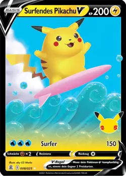 Pokemon Celebrations Surfendes Pikachu 08/25 HOLO DEUTSCH - Image 1