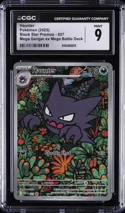 2025 POKEMON BLACK STAR PROMOS MEGA GENGAR EX MEGA BATTLE DECK #27 HAUNTER CGC 9 - Image 1