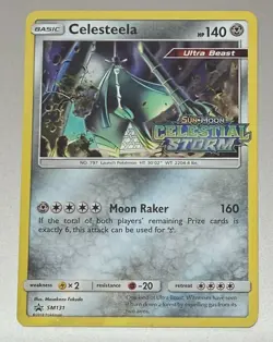 POKEMON TCG CELESTEELA SM131 BLACK STAR PROMO HOLO CELESTIAL MINT PACK TO SLEEVE - Image 1
