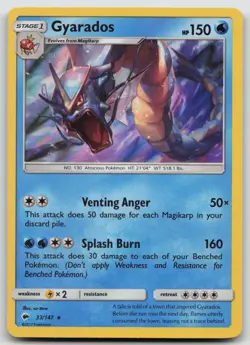 Pokemon Card Gyarados Holo Rare SM - Burning Shadows 33/147 - Image 1