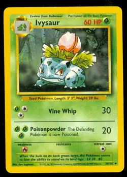 Pokemon IVYSAUR 30/102 - Base Set - - PLAYED - Image 1