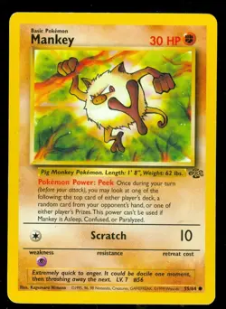 Pokemon MANKEY 55/64 Jungle - - HEAVY PLAY - Image 1