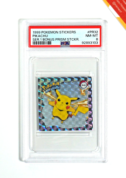Pokemon PSA 8 Pikachu #PR32 Serie 1 Bonus Prism Stickers 1999 Japanese - Image 1