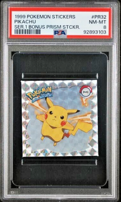 Pokemon PSA 8 Pikachu #PR32 Serie 1 Bonus Prism Stickers 1999 Japanese - Image 2