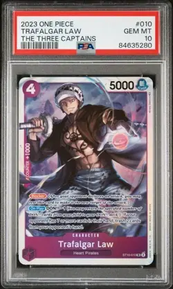 2023 One Piece The Three Captains Trafalgar Law PSA 10 GEM #010 Full Art - Image 1