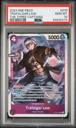 2023 One Piece The Three Captains Trafalgar Law PSA 10 GEM #010 Full Art - Image 3