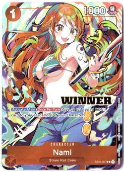 ULTRA RARE ALT ART LOW POP CUSTOM ONE PIECE!!! Nami HOLOFOIL Winner stamp - Image 1