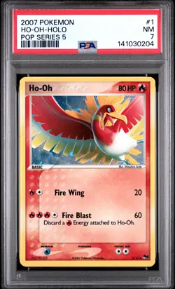 2007 POKEMON POP SERIES 5 #1 HO-OH-HOLO PSA 7 - Image 1
