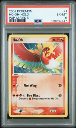 2007 POKEMON POP SERIES 5 #1 HO-OH-HOLO PSA 6 - Image 1