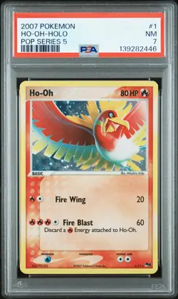 2007 POKEMON POP SERIES 5 #1 HO-OH-HOLO PSA 7 - Image 1