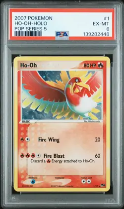 2007 POKEMON POP SERIES 5 #1 HO-OH-HOLO PSA 6 - Image 1