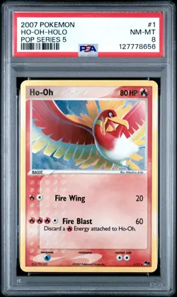 2007 POKEMON POP SERIES 5 #1 HO-OH-HOLO PSA 8 - Image 1