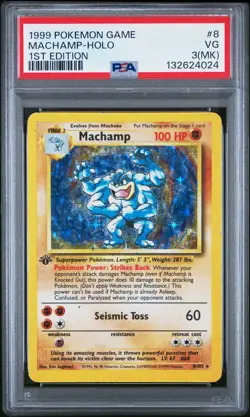 1999 POKEMON GAME 1ST ED #8 MACHAMP-HOLO PSA 3 MK - Image 1