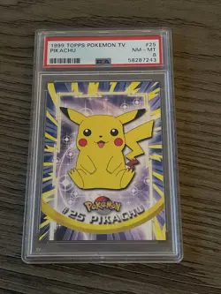 1999 Topps Pokemon TV #25 PIkachu PSA 8 NM-MT Blue Label - Image 1