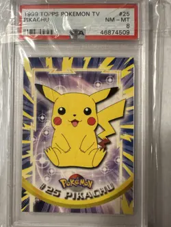 1999 Topps Pokemon TV Pikachu PSA 8, #25 Pikachu Base Topps TV Show Card⚡ - Image 1