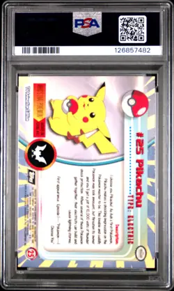 1999 TOPPS POKEMON TV #25 PIKACHU PSA 8 - Image 2