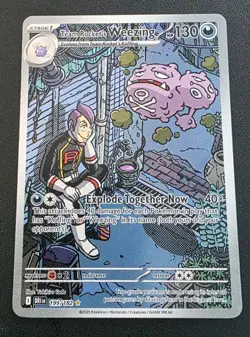 Team Rocket's Weezing 199/182 Illustration Rare Pokemon TCG Destined Rivals NM - Image 1