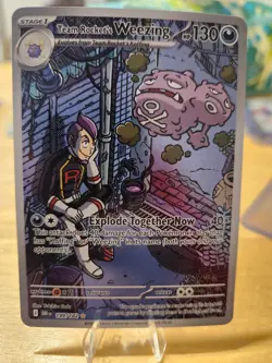 Team Rocket’s Weezing 199/182 Illustration Rare Pokemon TCG Destined Rivals Mint - Image 1