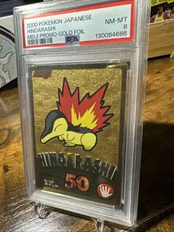 2000 Pokemon JPN Meiji Promo Gold Foil Hinoarashi PSA 8 - Image 2