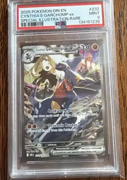 Pokemon TCG Cynthia's Garchomp EX Holo Card 232/182 Sv10: Destined Rivals PSA 9 - Image 1
