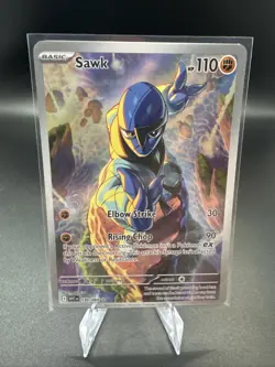 Pokemon TCG Sawk 130/086 Scarlet & Violet White Flare Illustration Rare Holo NM - Image 1