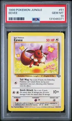1999 Pokemon Jungle Eevee #51 Graded PSA 10 GEM MINT - Image 1
