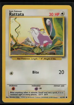 Rattata 061/102 Base Set Common Vintage WOTC Pokemon TCG NM - Image 1