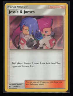 Jessie & James 58/68 Pokemon Hidden Fates Rare Near Mint Holo Card - Image 1