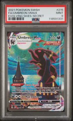 2021 POKEMON SWORD & SHIELD EVOLVING SKIES SECRET FULL ART/UMBREON VMAX PSA 9 - Image 1