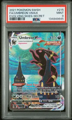 2021 POKEMON SWORD & SHIELD EVOLVING SKIES SECRET FULL ART/UMBREON VMAX PSA 9 - Image 1