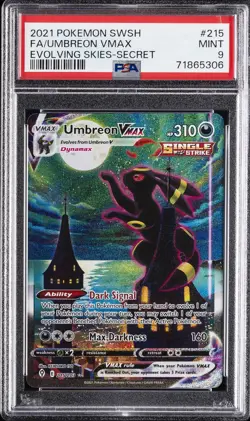 2021 POKEMON SWORD & SHIELD EVOLVING SKIES SECRET FULL ART/UMBREON VMAX PSA 9 - Image 1