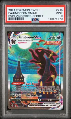 2021 POKEMON SWORD & SHIELD EVOLVING SKIES SECRET FULL ART/UMBREON VMAX PSA 9 - Image 1
