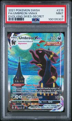 2021 POKEMON SWORD & SHIELD EVOLVING SKIES SECRET FULL ART/UMBREON VMAX PSA 9 - Image 1