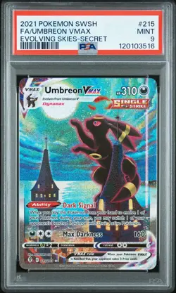 2021 POKEMON SWORD & SHIELD EVOLVING SKIES SECRET FULL ART/UMBREON VMAX PSA 9 - Image 1