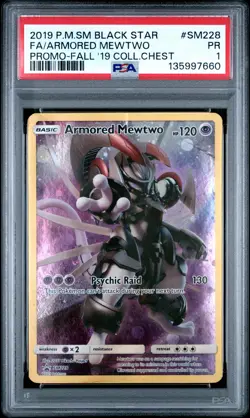 PSA 1 Armored Mewtwo SM228 2019 Sun & Moon Black Star Promo Pokemon Card - Image 1