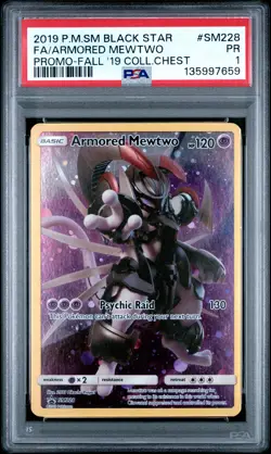PSA 1 Armored Mewtwo SM228 2019 Sun & Moon Black Star Promo Pokemon Card - Image 1